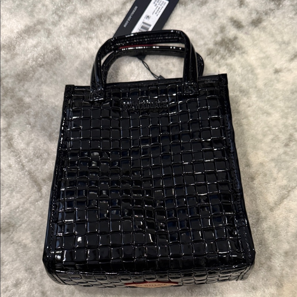 MZ Wallace Black Lacquer Woven Tote NWT